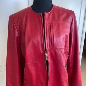 Perfect for the Holidays! Gorgeous Red Leather Jacket